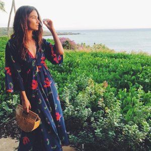 Ella floral-print silk crepe de chine robe NWT